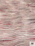 Streaky Striations Printed Silk Organza - Red / Magenta / Black / Beige