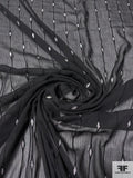 Evil Eye Flock-Striped and Glittered Crinkled Polyester Chiffon - Black / Silver