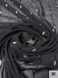 Evil Eye Flock-Striped and Glittered Crinkled Polyester Chiffon - Black / Silver