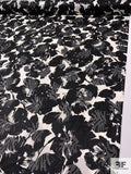 Leaf Printed Clip Polyester Chiffon - Black / Off-White