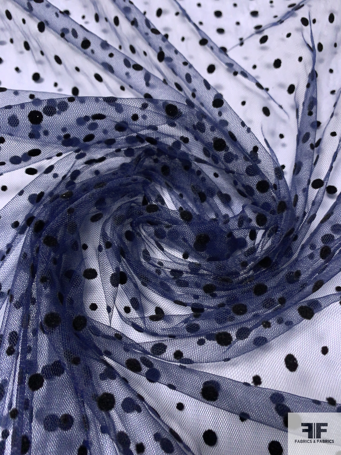 Navy Blue Flocked Velvet Fabric, Sold by the yard