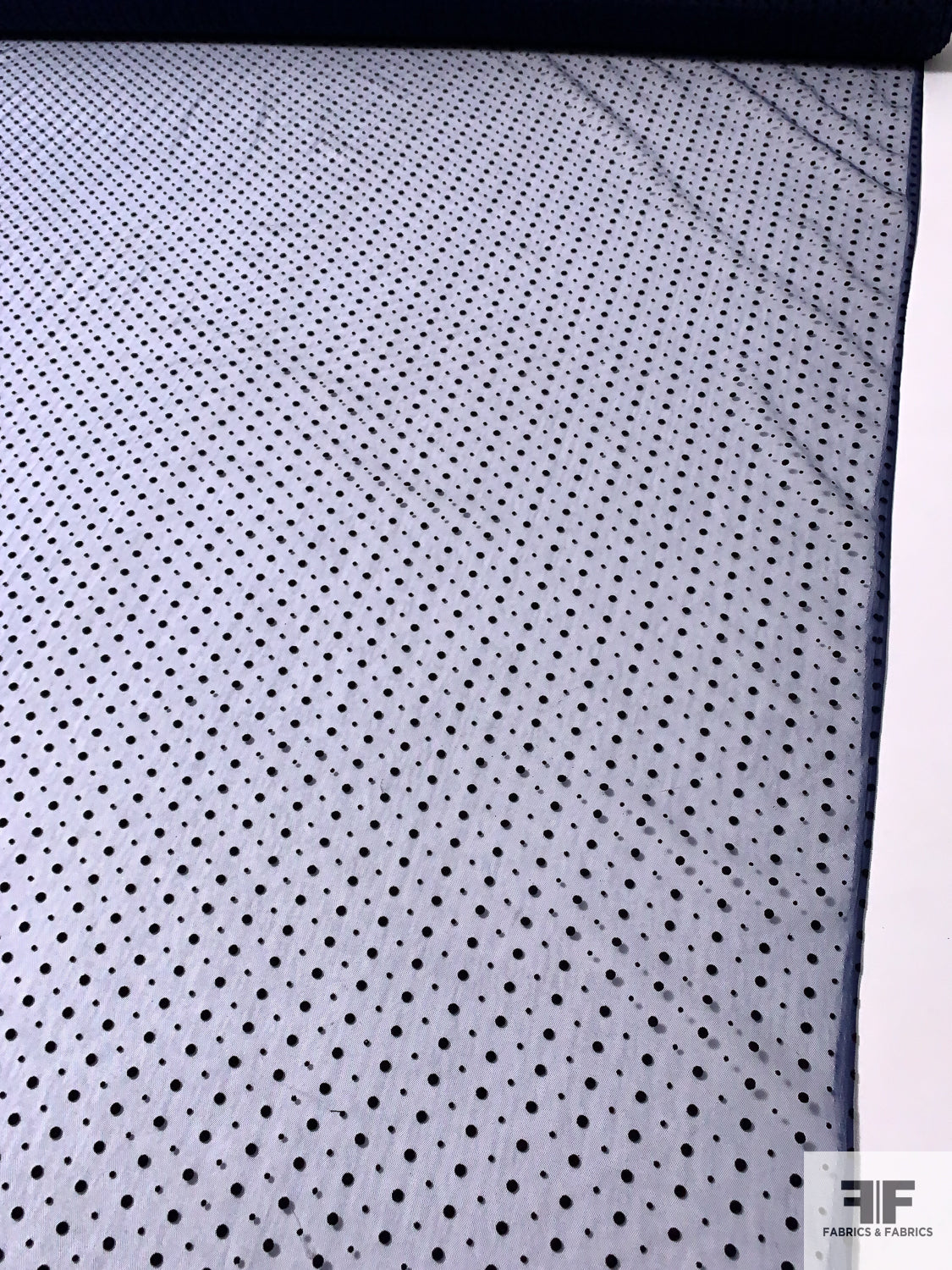 China White nylon polka dot flocking tulle fabric for the clothes