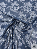 Leaf Bundles Clip Polyester Chiffon - Washed Blue / Off-White