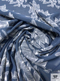 Leaf Bundles Clip Polyester Chiffon - Washed Blue / Off-White