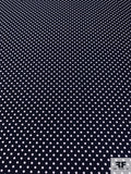 Polka Dot Printed Lightweight Polyester Crepe - Navy / Off-White