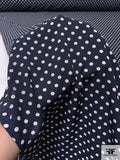 Polka Dot Printed Lightweight Polyester Crepe - Navy / Off-White