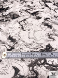 Abstract Marble Pattern Printed Polyester Chiffon - Off-White / Black / Grey