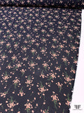 Floral Printed Polyester Chiffon - Navy / Dusty Pink / Green