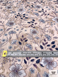 Floral Printed Polyester Jacquard - Light Beige / Navy / Blue / Lavender