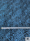 Cheetah Printed Polyester Crepe de Chine - Dusty Sky Blue / Black