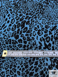 Cheetah Printed Polyester Crepe de Chine - Dusty Sky Blue / Black