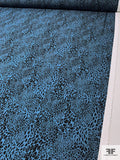 Cheetah Printed Polyester Crepe de Chine - Dusty Sky Blue / Black