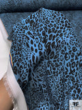 Cheetah Printed Polyester Crepe de Chine - Dusty Sky Blue / Black