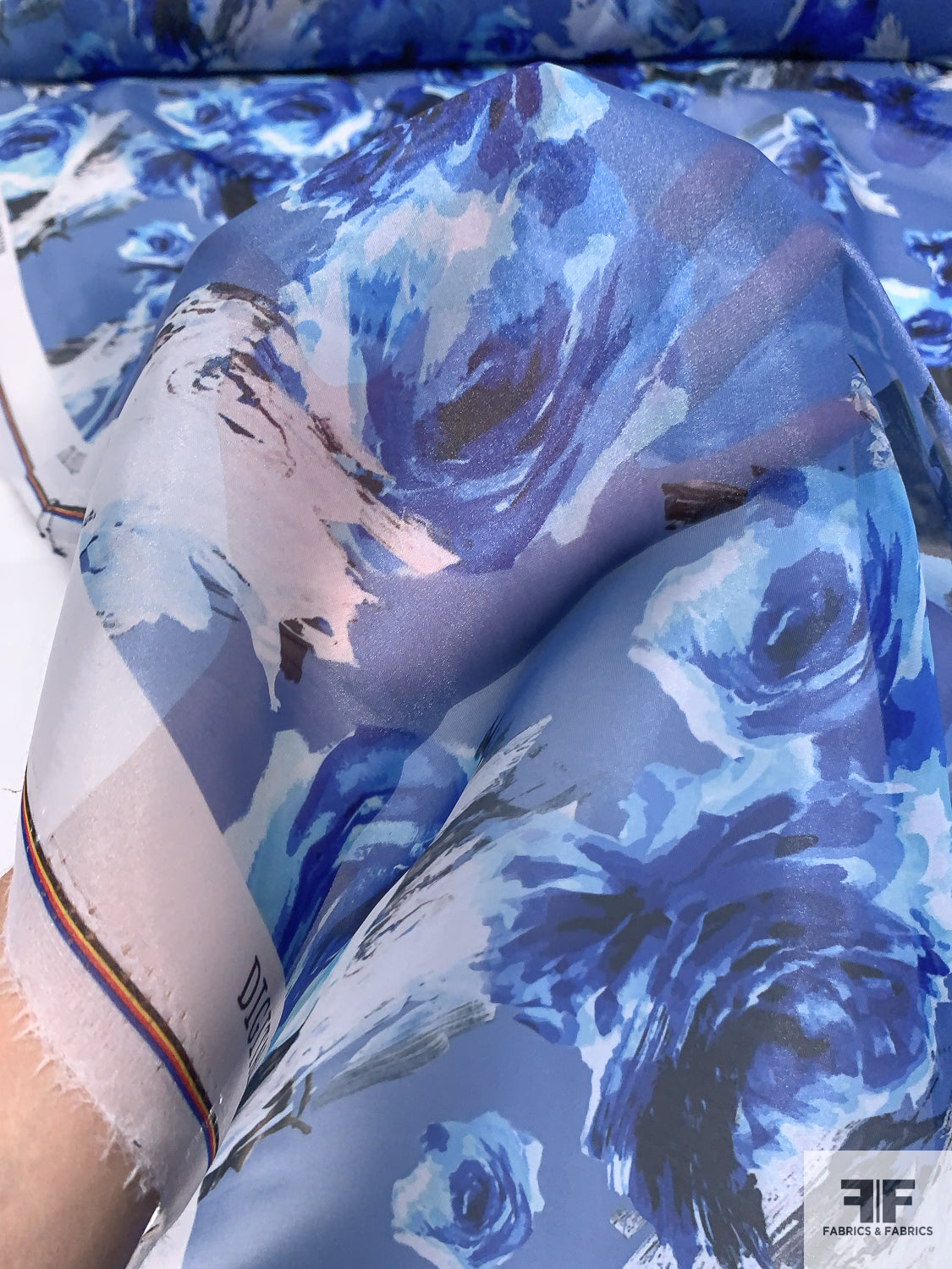 Painterly Floral Printed Polyester Satin Organza - Blue/Black/White | FABRICS & FABRICS Fabrics & Fabrics Painterly Floral Printed Polyester Satin Organza - Blue/Black/White | FABRICS & FABRICS Fabrics & Fabrics
