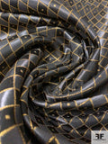 Diamond Dot Metallic Brocade - Black / Gold / Grey