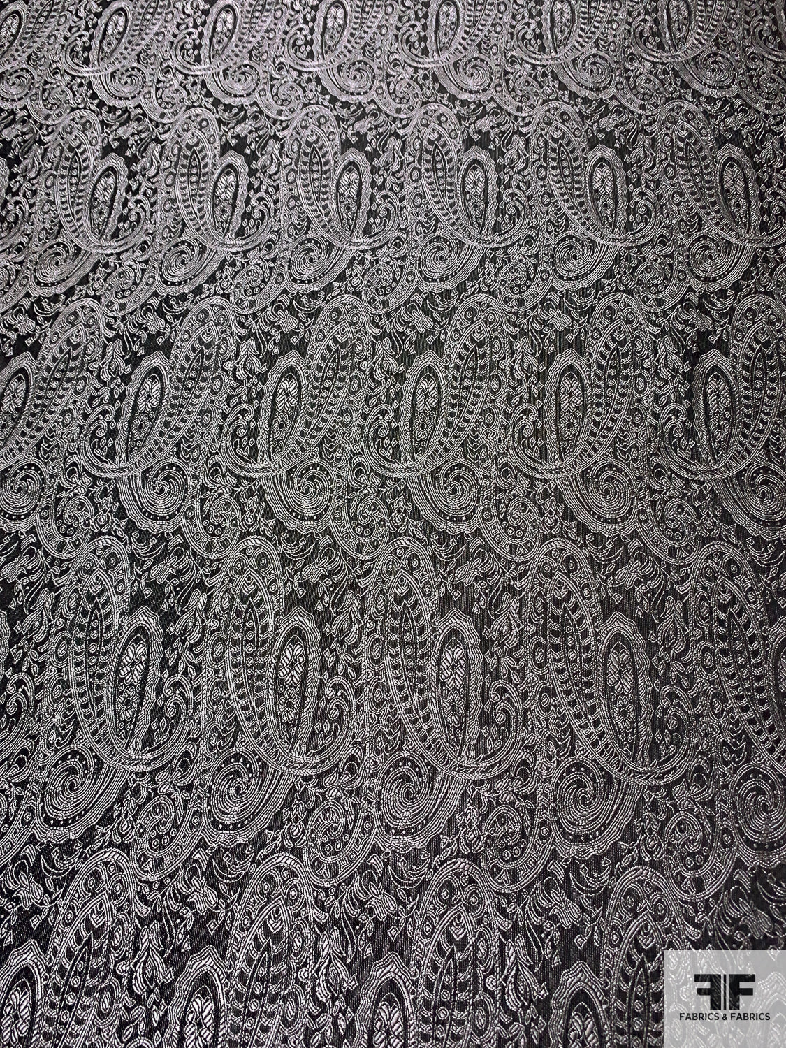 Paisley Pattern Brocade - Black/Grey | FABRICS & FABRICS – Fabrics ...