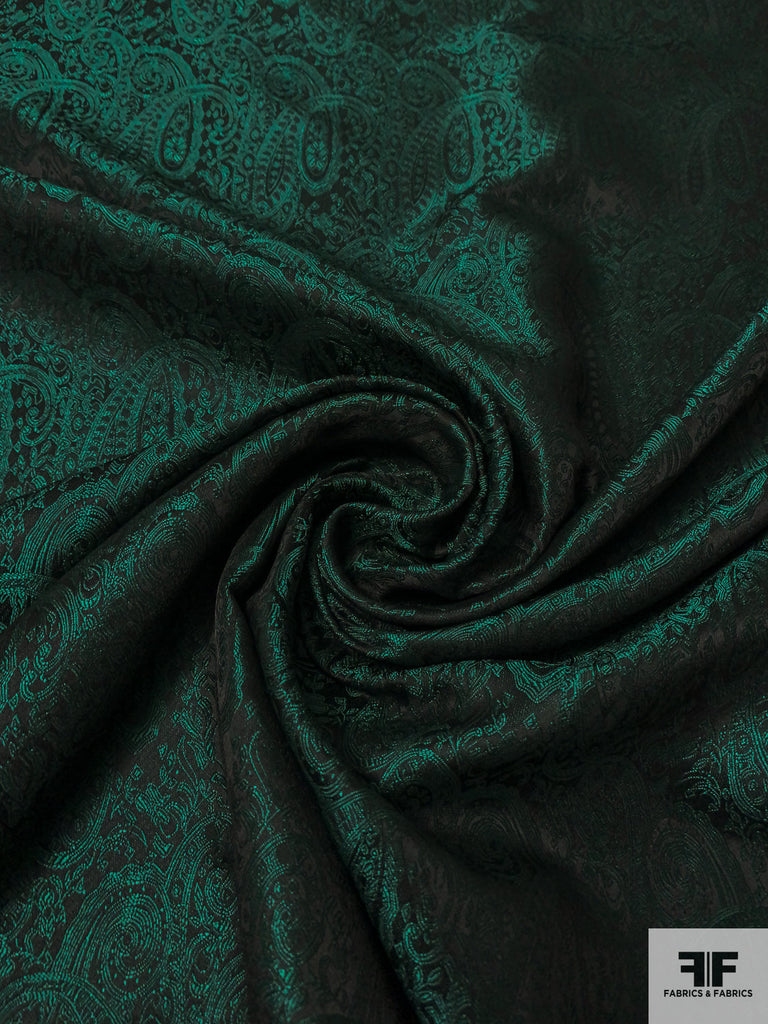 Paisley Pattern Brocade - Emerald Green/Black | FABRICS & FABRICS ...