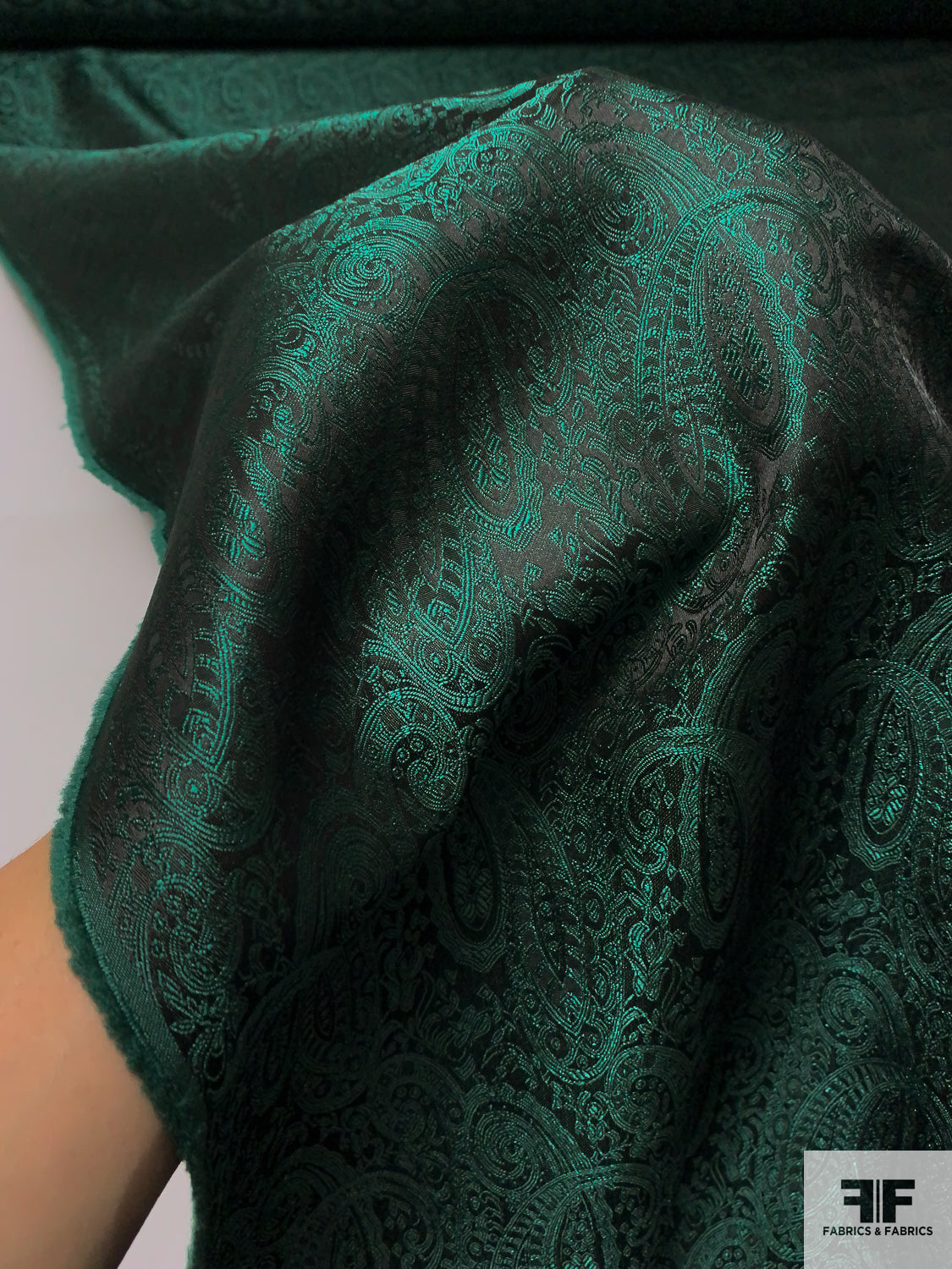 Paisley Pattern Brocade - Emerald Green/Black | FABRICS & FABRICS Fabrics & Fabrics Paisley Pattern Brocade - Emerald Green/Black | FABRICS & FABRICS Fabrics & Fabrics