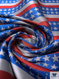 Patriotic US Flag Inspired Brocade - Red / Silver-Grey / Blue