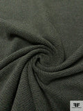 Italian Herringbone Textured and Brushed Wool Blend Coating - Army Green / Black