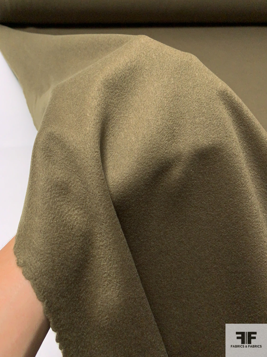 Solid Brushed Wool Coating - Clay Olive