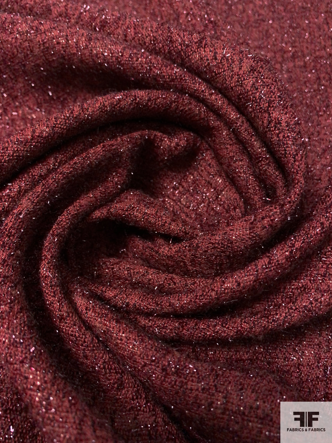 French Glam Novelty Lurex Tweed - Shimmery Burgundy
