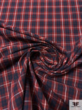 Made in Japan Plaid Cotton Shirting - Maroon / Navy / White