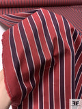 Made in Japan Vertical Striped Fine Twill Cotton Shirting - Maroon / Navy / Off-White