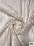 Made in Japan Vertical Striped Cotton Voile with Lurex Pinstripes - Ivory / Gold