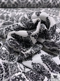 Bohemian Grid Printed Silk Crepe de Chine - Black / Off-White