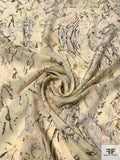 Marble Grain Printed Silk Crepe de Chine - Earth Tones