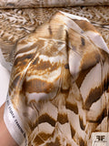 Feather-Look Striations Printed Silk Charmeuse - Earthy Gold / Black / Off-White