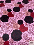 Dart Board Printed Silk Charmeuse - Carnation Pink / Maroon / Black