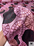 Dart Board Printed Silk Charmeuse - Carnation Pink / Maroon / Black