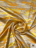 Cloudy Striations Printed Silk Charmeuse - Merigold / Yellow / Beige / Tan