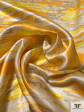 Cloudy Striations Printed Silk Charmeuse - Merigold / Yellow / Beige / Tan