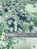 Trailing Floral Printed Silk Charmeuse - Pickle Green / Sage / Grey