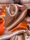 Painterly Strokes Printed Silk Charmeuse - Browns / Orange / Tan