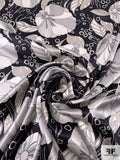 Billowing Floral Printed Silk Charmeuse - Black / Shades of Grey