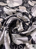 Billowing Floral Printed Silk Charmeuse - Black / Shades of Grey