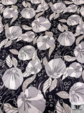 Billowing Floral Printed Silk Charmeuse - Black / Shades of Grey