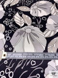 Billowing Floral Printed Silk Charmeuse - Black / Shades of Grey