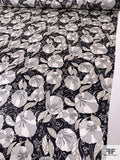 Billowing Floral Printed Silk Charmeuse - Black / Shades of Grey