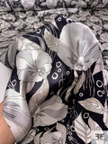 Billowing Floral Printed Silk Charmeuse - Black / Shades of Grey