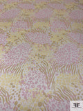 Wavy Animal Pattern Collage Matte-Side Printed Stretch Silk Charmeuse - Baby Pink / Baby Yellow / Light Ochre