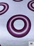 Large Scale Donut Circle Rings Printed Silk Charmeuse - Icy Sky Blue / Purple