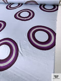Large Scale Donut Circle Rings Printed Silk Charmeuse - Icy Sky Blue / Purple