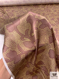 Leaf Vines and Dotted Printed Silk Charmeuse - Brown-Mauve / Citrus Green / Baby Pink