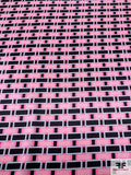 Geometric Fence Printed Silk Charmeuse - Soft Pink / Pink / Icy Sky / Black