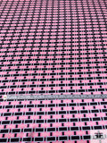 Geometric Fence Printed Silk Charmeuse - Soft Pink / Pink / Icy Sky / Black